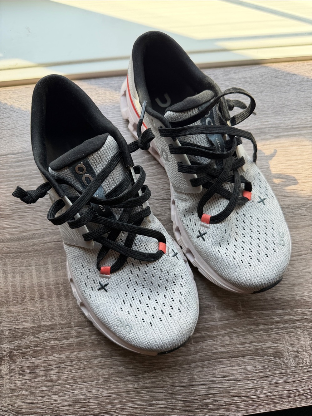 On Running Women's CloudX Running Shoes - White, Black with Coral Accents